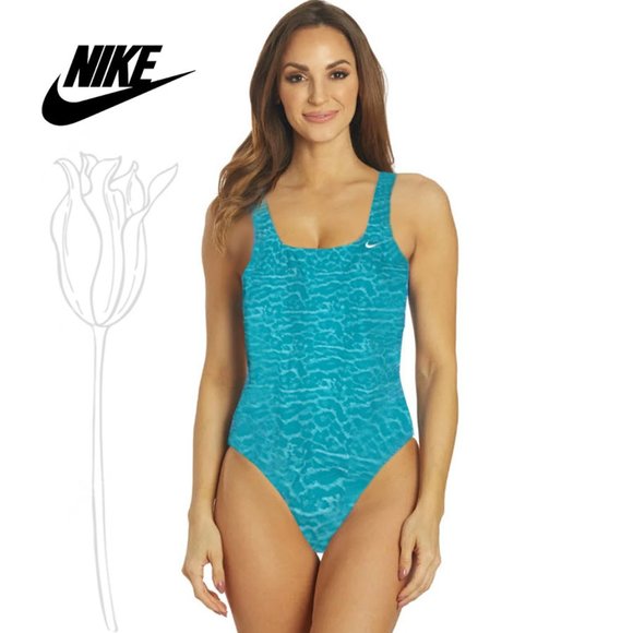 Nike Other - NIKE Blue Cheeta Print Padded Bra One Piece Bathing Suit NWOT